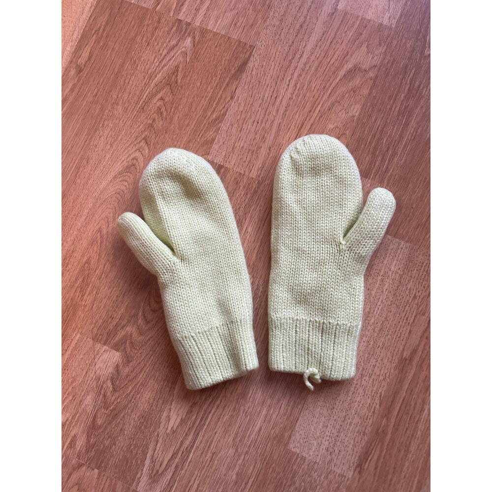 Ariztia Knit Mittens Gloves Light Yellow